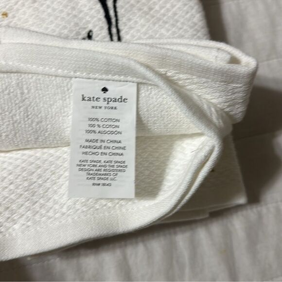 kate spade Jolly Santa Raise a Glass White Gold Red Cotton Kitchen 2 Towel Set - Picture 6 of 7